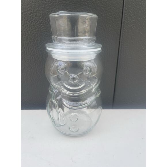 VINTAGE COLLECTOR'S FROSTY SNOWMAN APOTHECARY STORAGE CANDY NUT JAR - Picture 1 of 1
